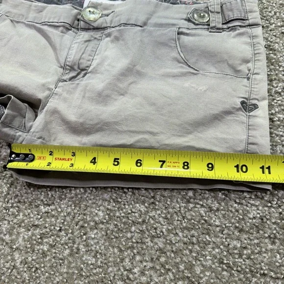 Y2k Low Rise Roxy Short Shorts Gray Faded Stretch Low Rise Essentials 34' Waist - Picture 9 of 10